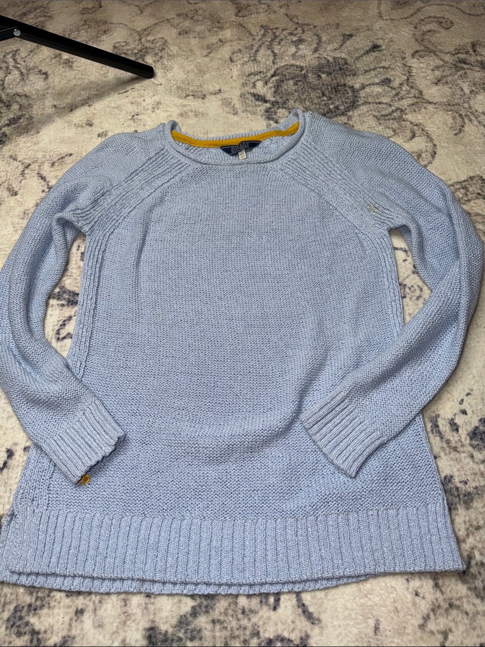 Joules Light Blue Crewneck Sweater with Mustard Trim